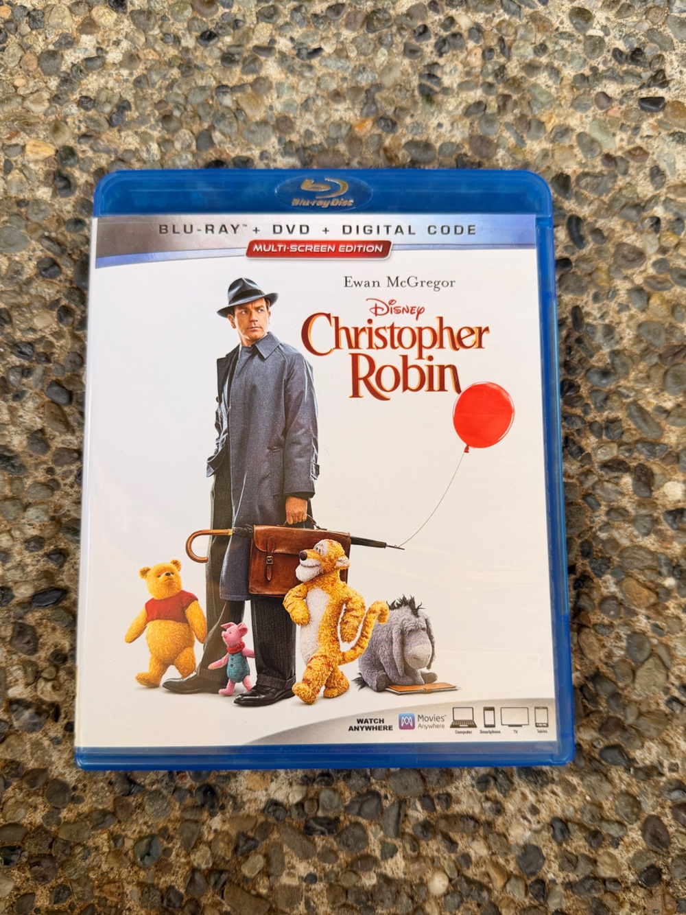 EUC Disney Christopher Robin Movie Case with Red Balloon and Yellow Pooh